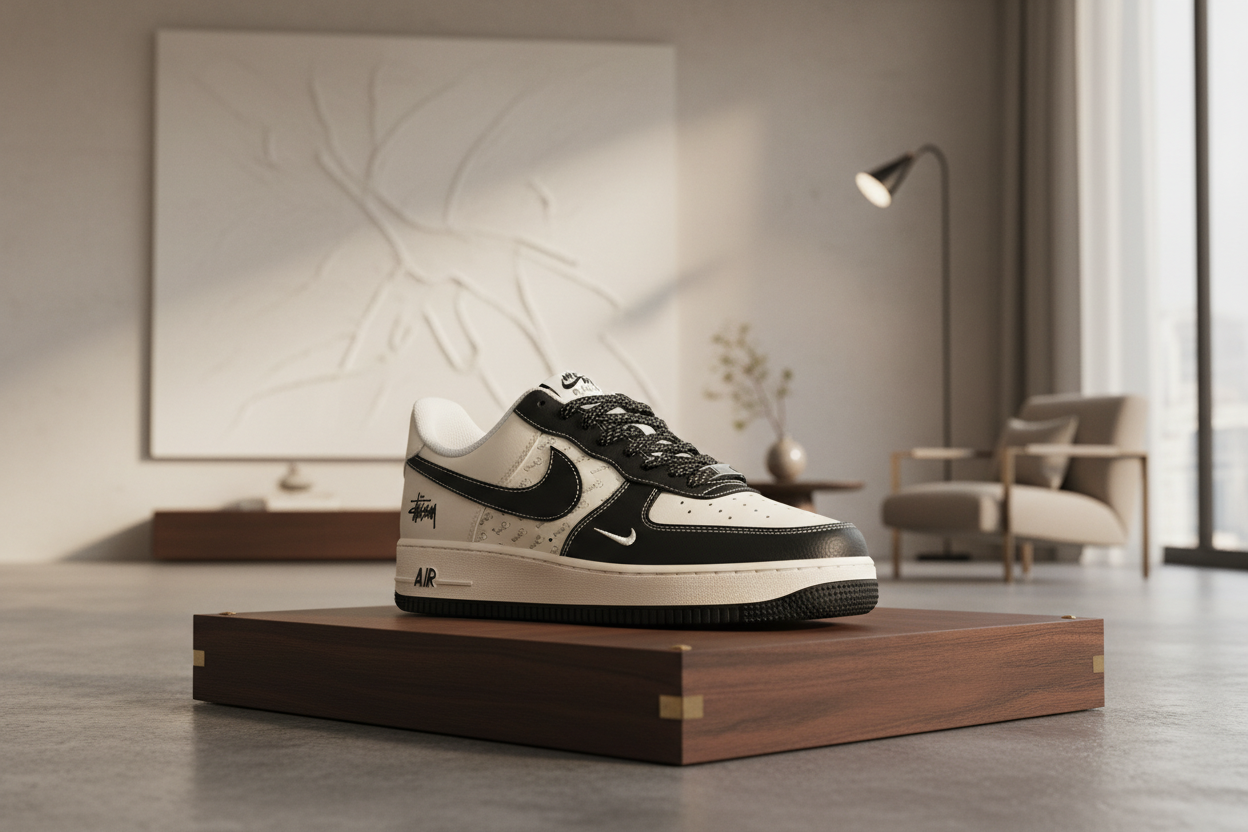 Stussy Black White Air Casual Sneakers