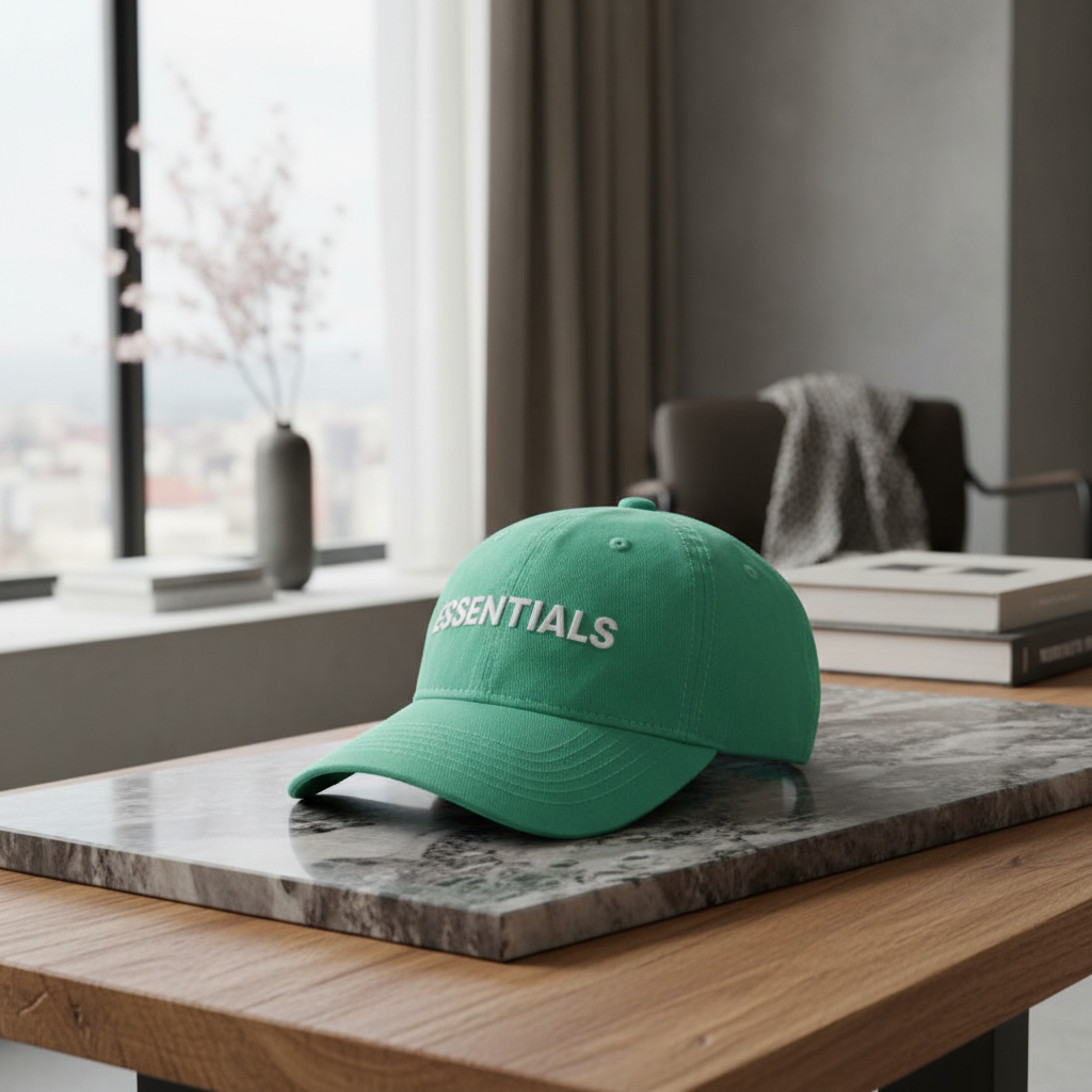 Essentials Green Cotton Adjustable Baseball Cap