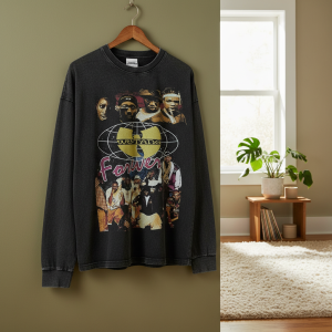 Vintage Wu Style Graphic Long Sleeve T-Shirt
