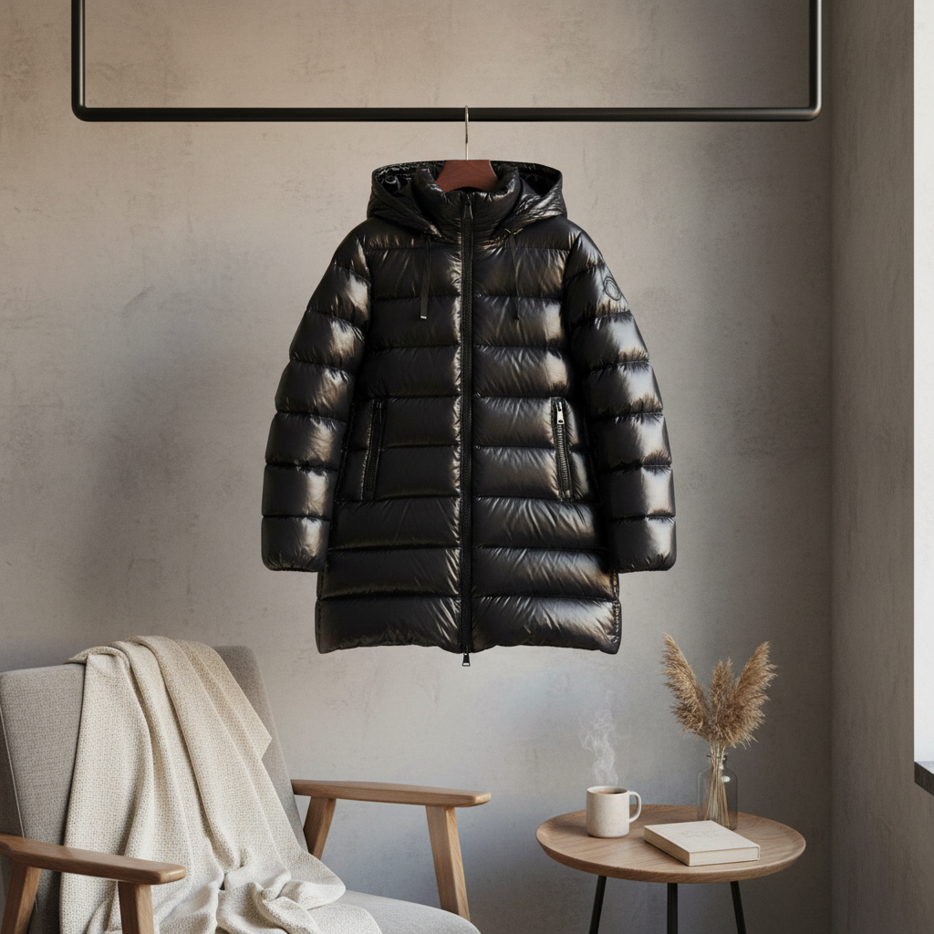 Black Hooded Down Puffer Jacket Winter Coat