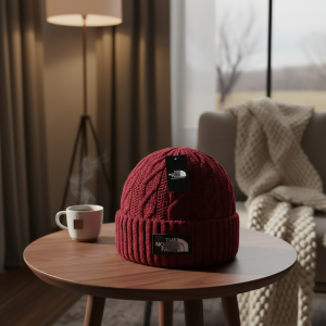 The North Face Wine Red Plush Winter Hat