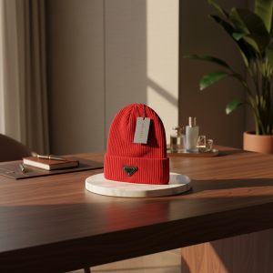 Prada Red Knit Wool Beanie Winter Hat