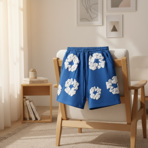 Blue Cloud Print Casual Summer Shorts for Men