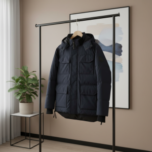 Men’s Winter Hooded Warm Parka Jacket Navy Blue