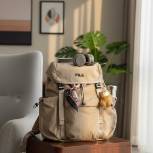 FILA Outdoor Travel Beige Backpack for Men and Women
