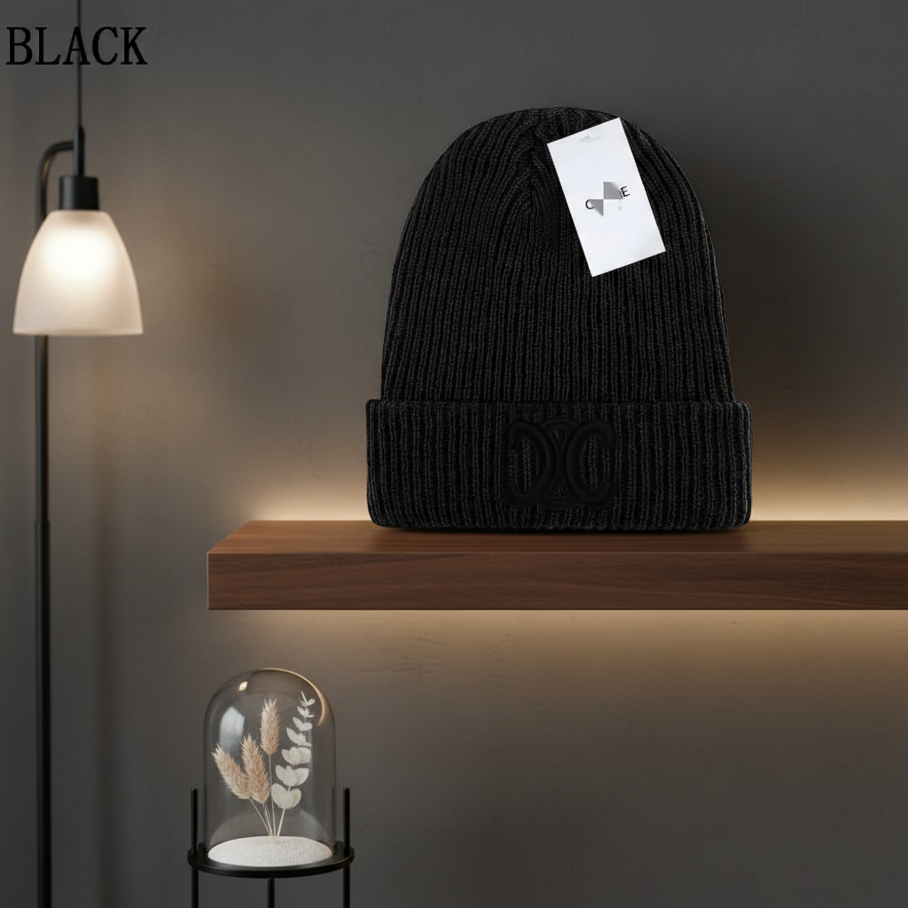 Celine Black Knit Winter Beanie Hat
