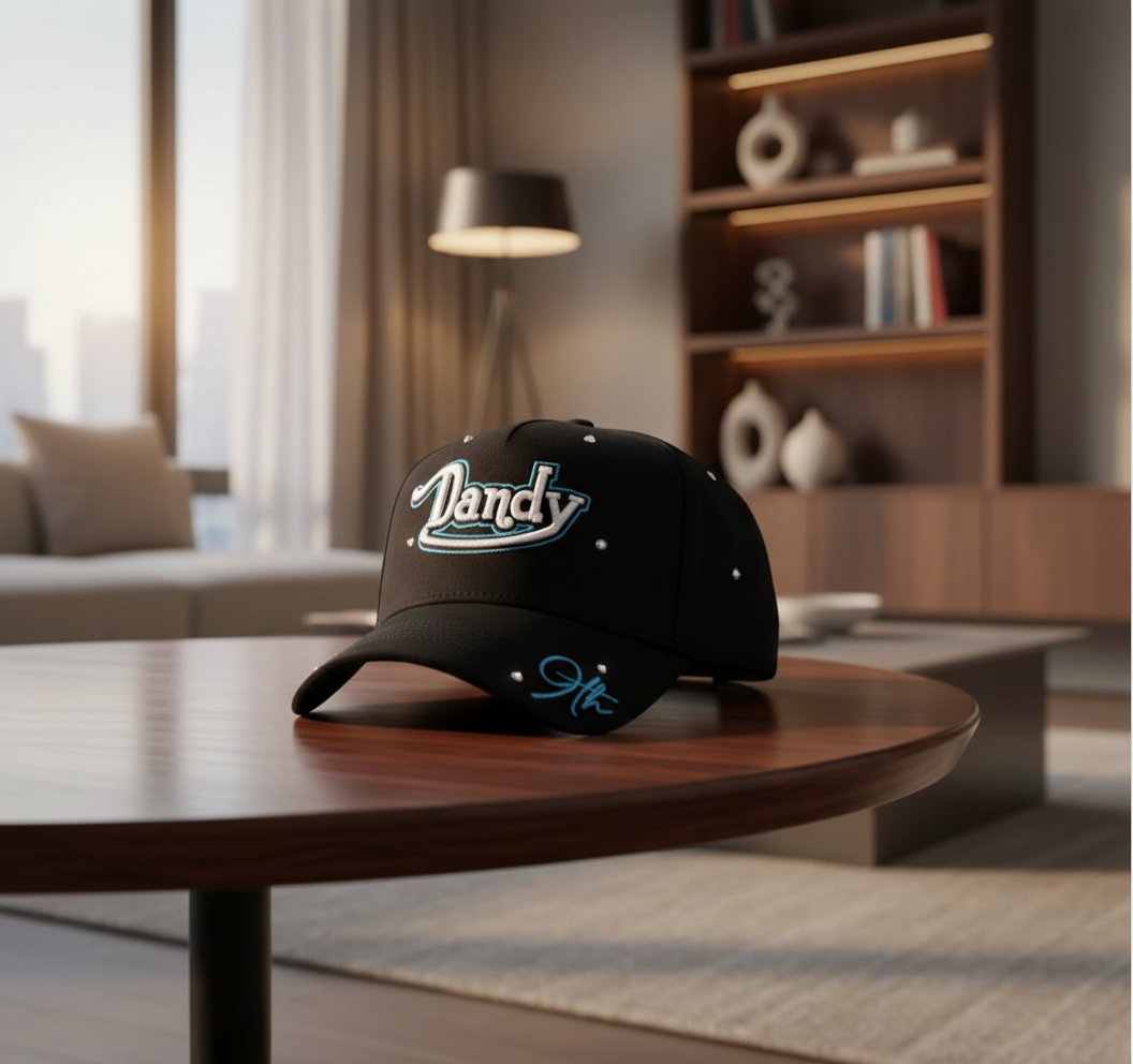 Dandy Hats Black Embroidered Baseball Cap