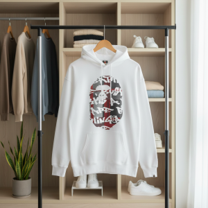 BAPE Shark Camo Print White Hoodie Pullover