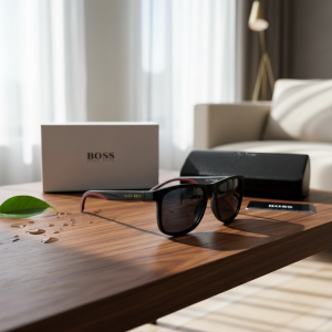 Hugo Boss Polarized Black Square Sunglasses for Men