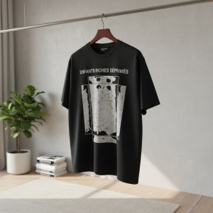 Black Graphic Print Streetwear Cotton T-Shirt