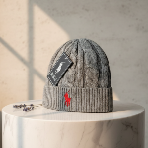 Ralph Lauren Gray Knit Wool Winter Beanie Hat