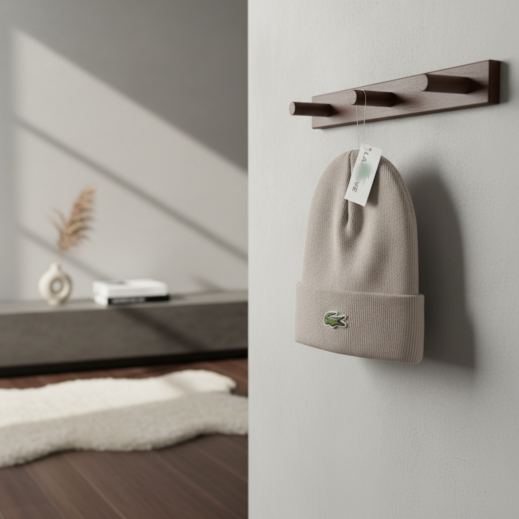 Lacoste Beige Knit Beanie Winter Warm Hat