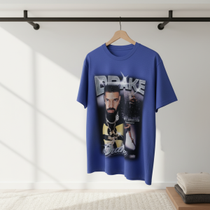 Vintage Hip Hop Graphic Print Blue Streetwear T-Shirt