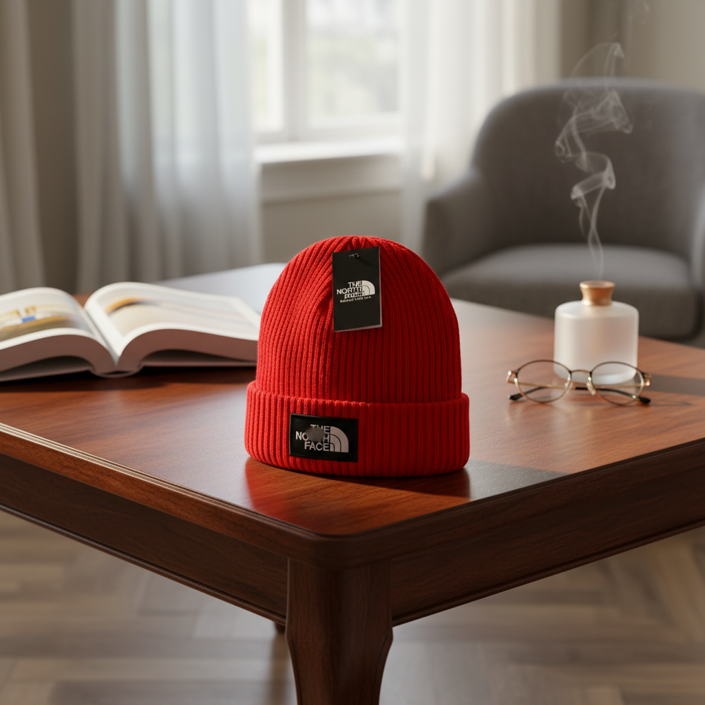 The North Face Red Knit Winter Beanie Hat