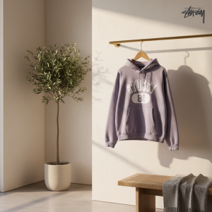Stussy 80 Logo Purple Hoodie Pullover Sweatshirt