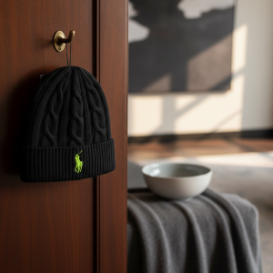 Ralph Lauren Black Knit Wool Beanie Hat