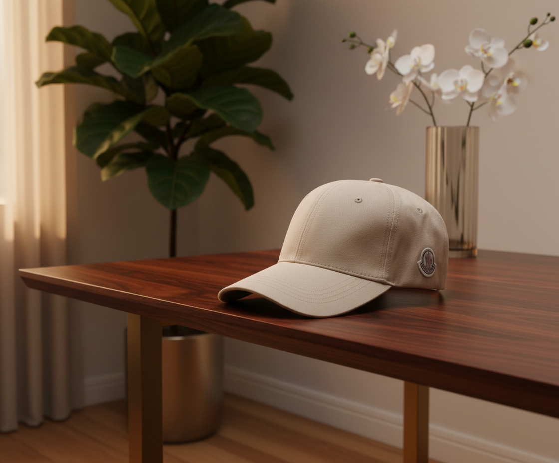 Moncler Beige Adjustable Cotton Baseball Cap