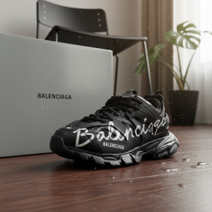 Balenciaga Black Graffiti Runner Sneakers