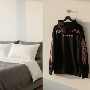 Chrome Hearts Black Pink Cross Gothic Hoodie