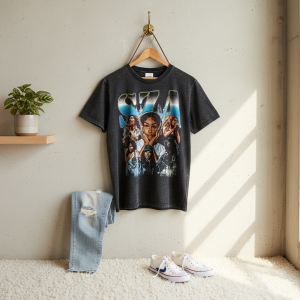 Vintage Graphic Streetwear Black Cotton T-Shirt