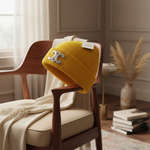 Celine Yellow Knitted Winter Beanie Hat