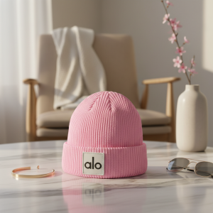 Alo Ribbed Knit Pink Beanie Hat