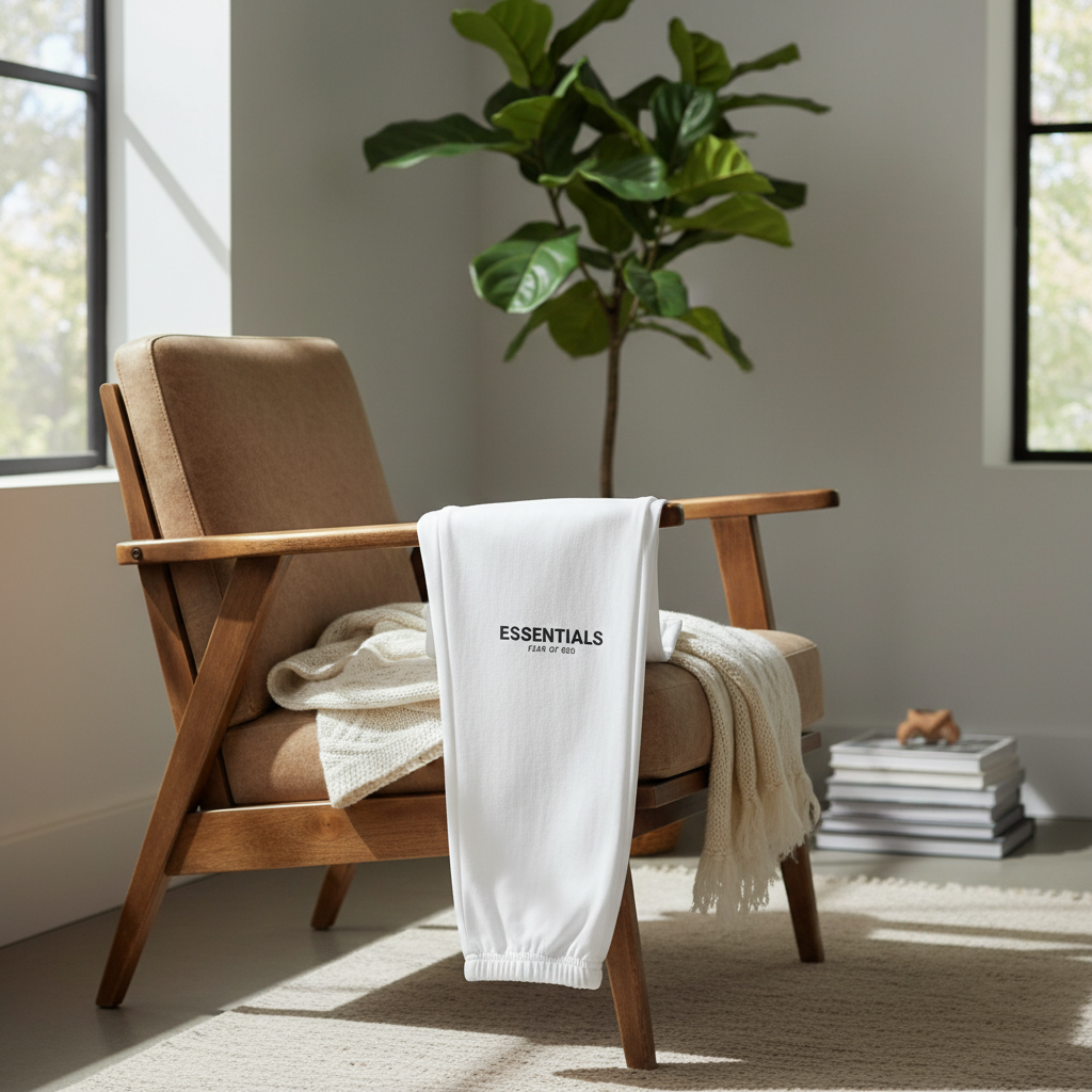 Essentials White Casual Sweatpants for Men