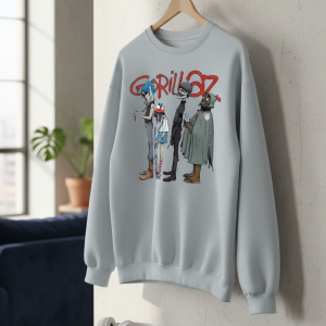 Cartoon Band Graphic Grey Sweatshirt Pullover