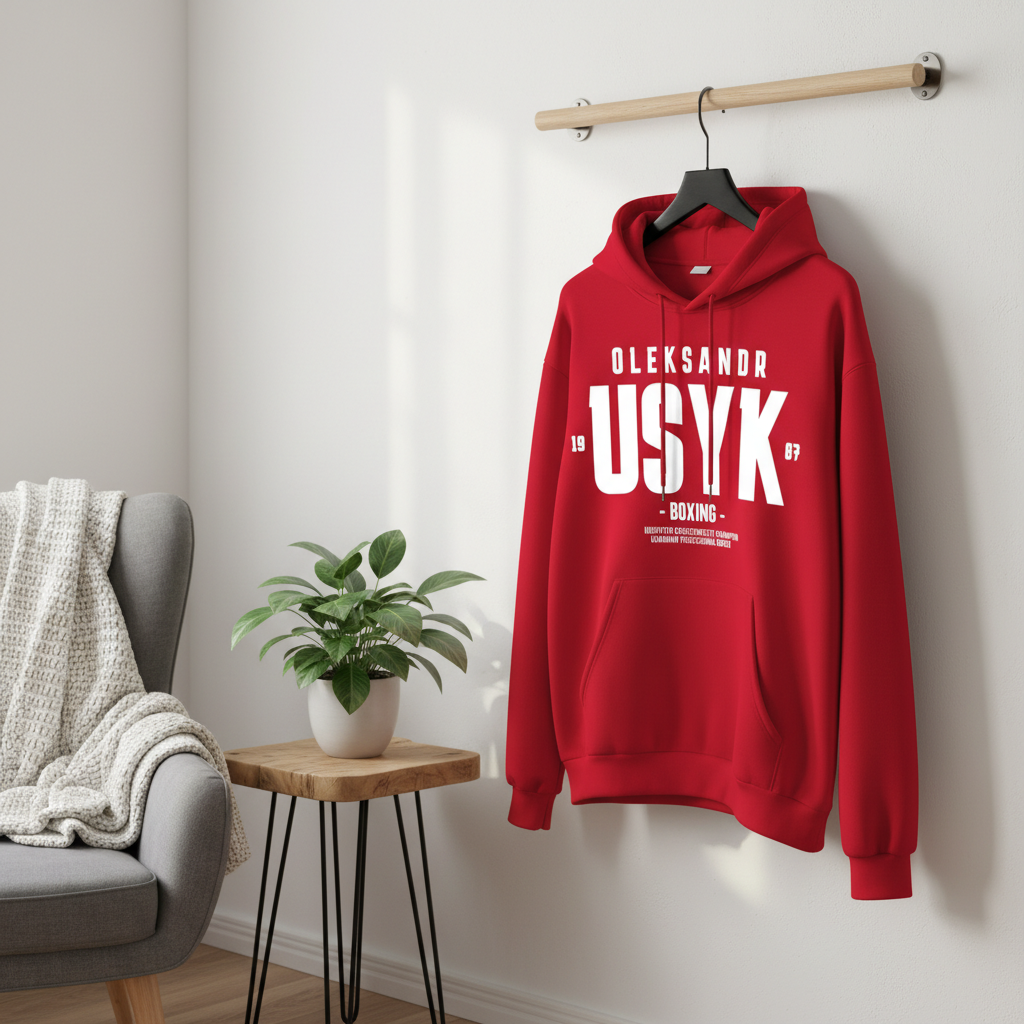 Red Boxing Champion Graphic Hoodie For Men