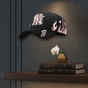 NY Pearls Rhinestone Flame Angel Baseball Cap