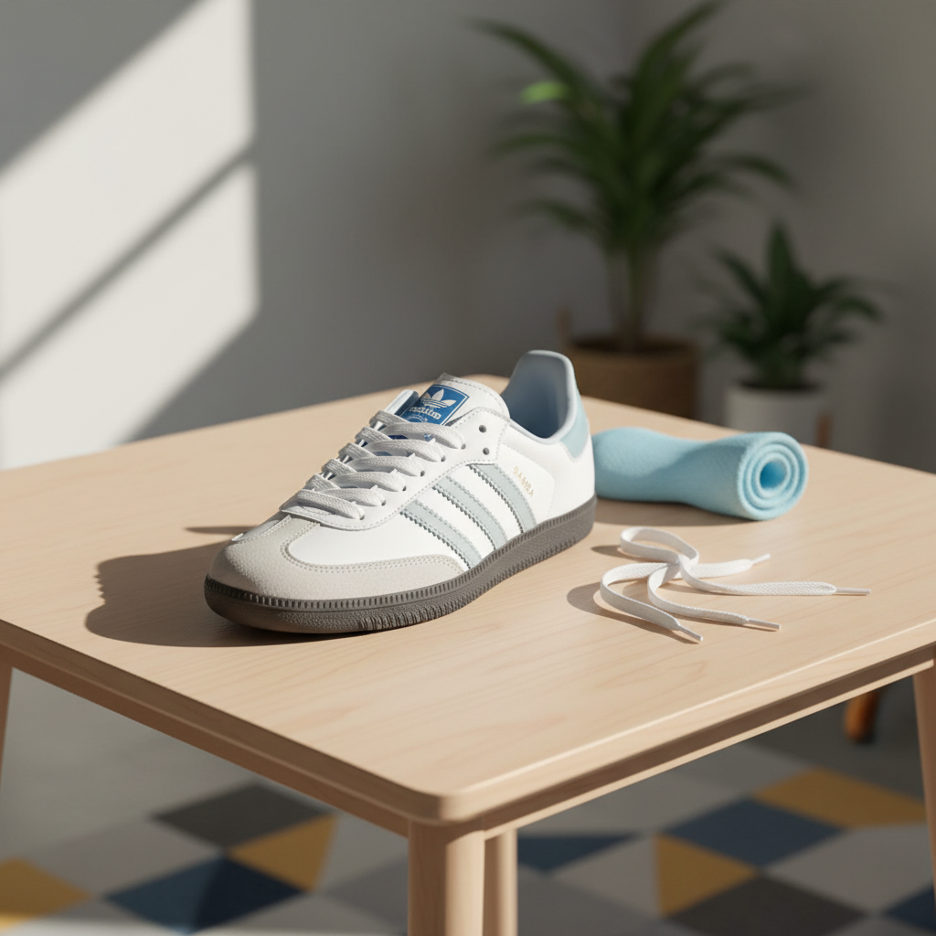 Adidas Samba Classic White Blue Casual Sneakers