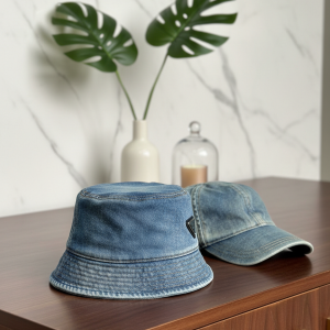 Prada Denim Bucket Hat and Baseball Cap