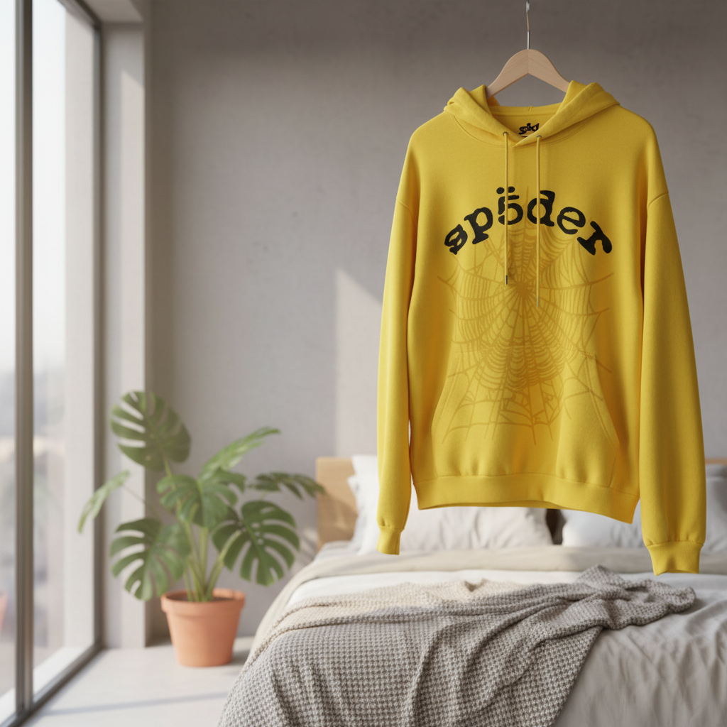 HoodiesSpider Yellow Web Graphic Pullover Hoodie