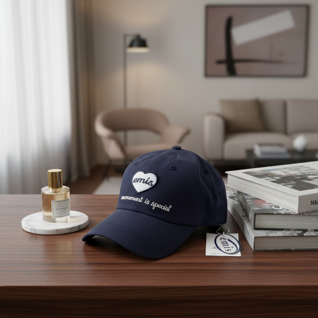 Emis Navy Blue Cotton Adjustable Baseball Cap