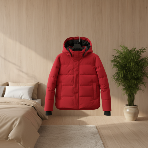 Men’s Red Hooded Winter Warm Puffer Jacket