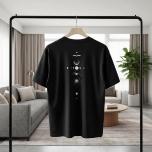 Black Celestial Moon Phase Unisex Cotton T-Shirt