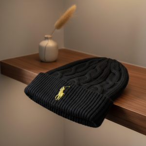 Ralph Lauren Black Knit Winter Beanie Hat
