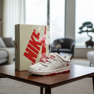 Stussy x Nike Cream Red Casual Sneakers