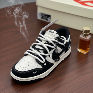 Stussy x Nike Dunk Low Black White Sneakers