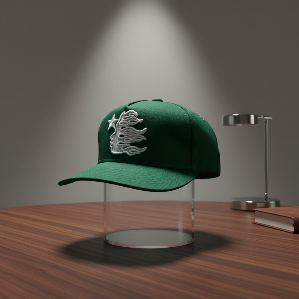 Hellstar Green Flame Embroidered Baseball Cap