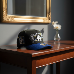 LA Embroidered Angels Blue Black Baseball Cap