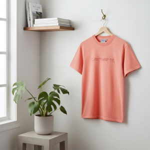 Carhartt Embroidered Logo Pink Cotton T-Shirt