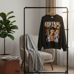 Central Graphic Print Hip Hop Black Hoodie
