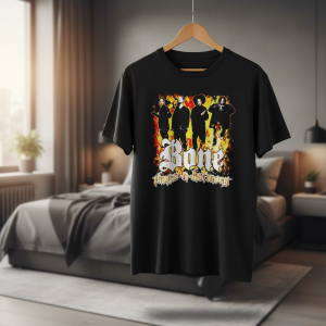 Vintage Hip Hop Flame Print Graphic Black T-Shirt