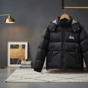 Stussy Black Puffer Jacket Winter Coat