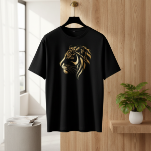 Black Gold Tiger Head Unisex Cotton T-Shirt