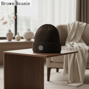 Stone Island Brown Knit Beanie Winter Hat