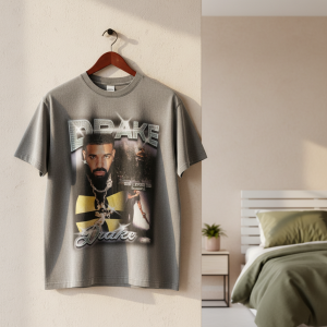 Vintage Hip Hop Graphic Print Gray T-Shirt