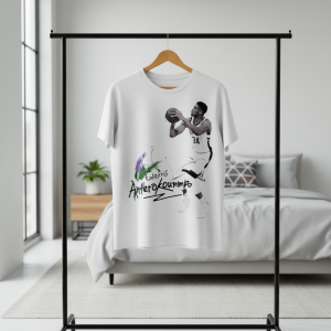Basketball Graphic Print White Cotton Casual T-Shirt