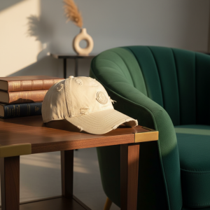 Moncler Distressed Beige Baseball Cap Unisex Hat